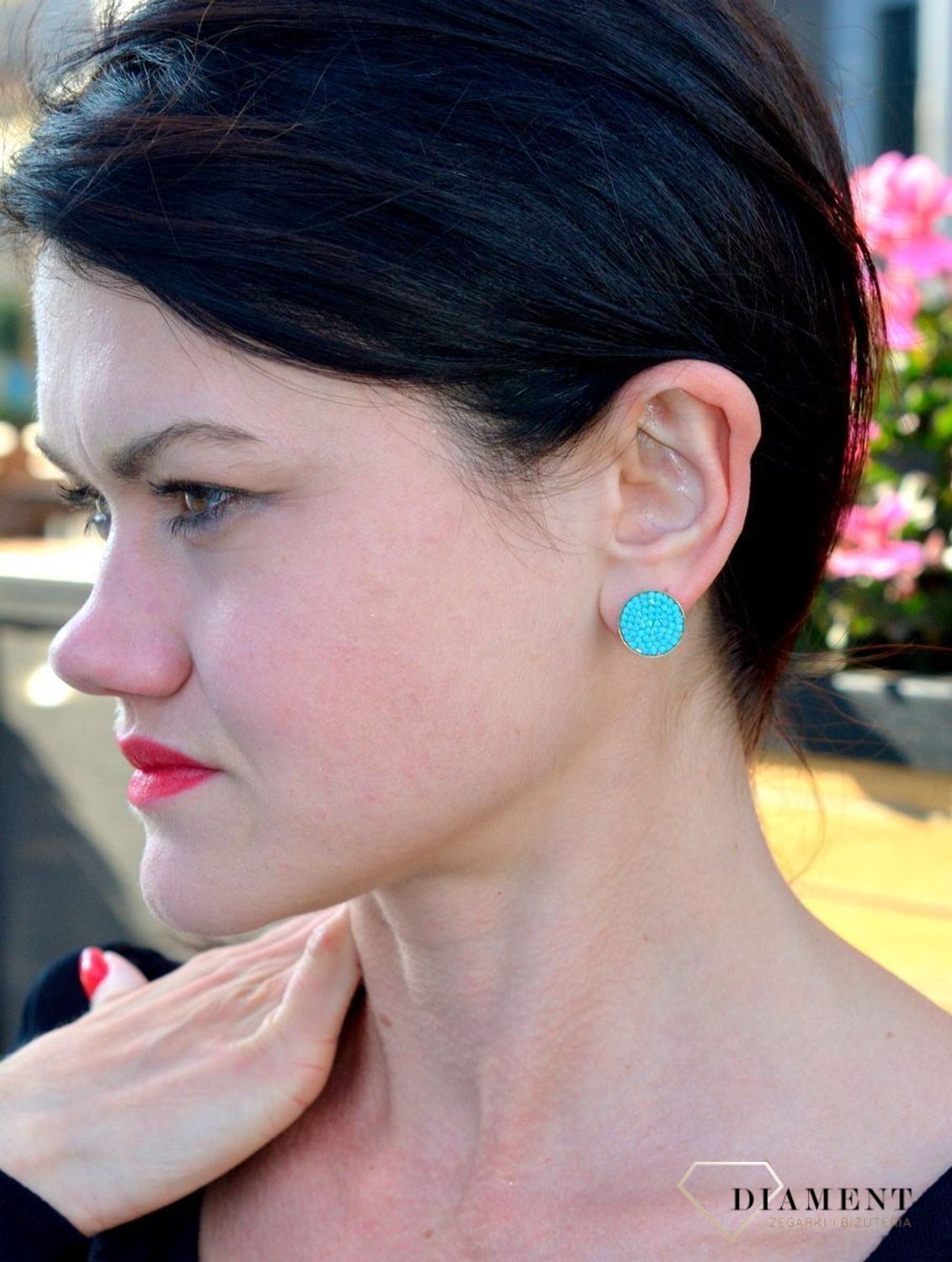 Srebrne kolczyki pozłacane z kryształami Swarovskiego Morski kolor DIA-KLC-KR684-3 267G.jpg